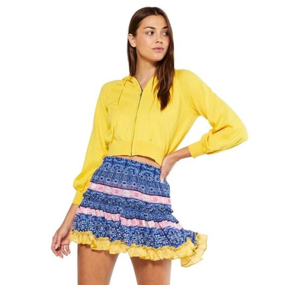 MISA Los Angeles Dresses & Skirts - Misa Los Angeles Marion Tiered Chiffon Mini Skirt Mixed Tile Print M